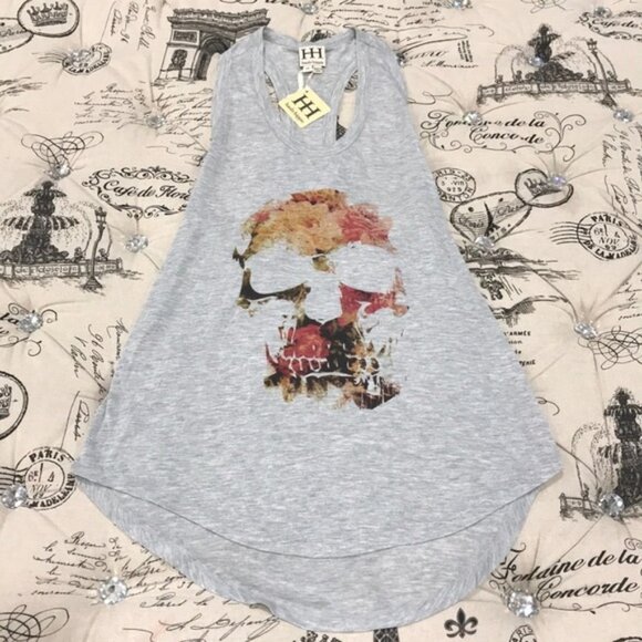 Haute Hippie Rosy Skull Racerback Tank Top - Picture 3 of 5